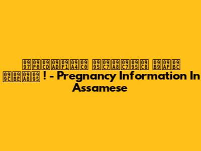গৰ্ভৱতী কেনেকৈ হয় জানক ! - Pregnancy Information In Assamese