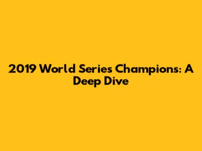 2019 World Series Champions: A Deep Dive