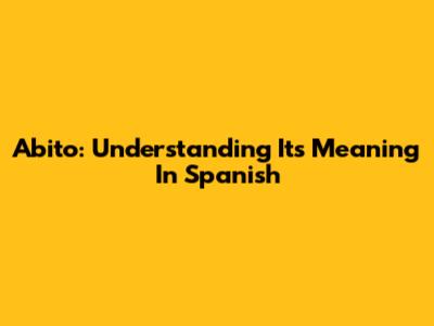 Abito: Understanding Its Meaning In Spanish