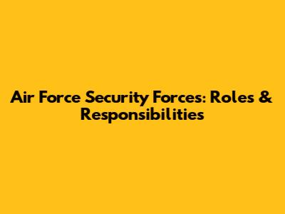 Air Force Security Forces: Roles & Responsibilities