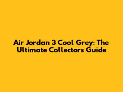 Air Jordan 3 Cool Grey: The Ultimate Collector's Guide