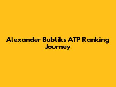 Alexander Bublik's ATP Ranking Journey