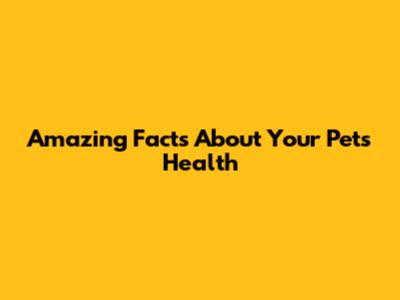 Amazing Facts About Your Pet's Health