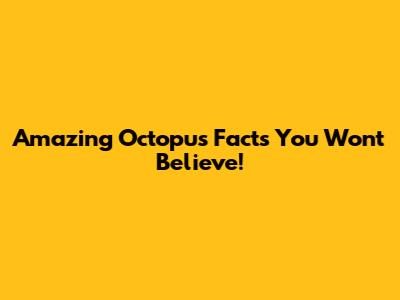 Amazing Octopus Facts You Won't Believe!