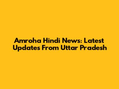 Amroha Hindi News: Latest Updates From Uttar Pradesh