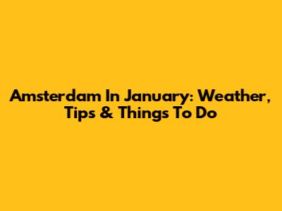 Amsterdam In January: Weather, Tips & Things To Do