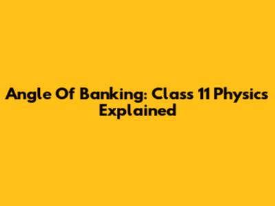 Angle Of Banking: Class 11 Physics Explained