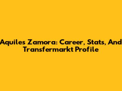 Aquiles Zamora: Career, Stats, And Transfermarkt Profile