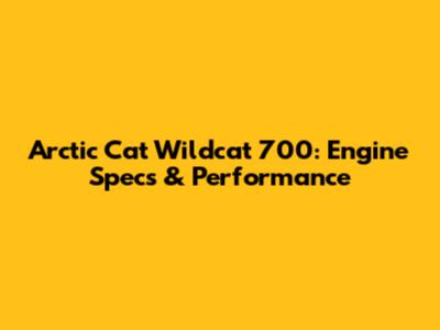 Arctic Cat Wildcat 700: Engine Specs & Performance