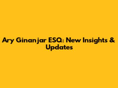 Ary Ginanjar ESQ: New Insights & Updates