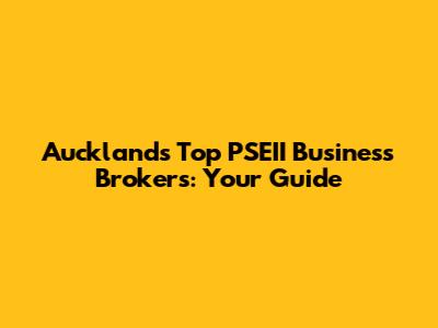 Auckland's Top PSEII Business Brokers: Your Guide