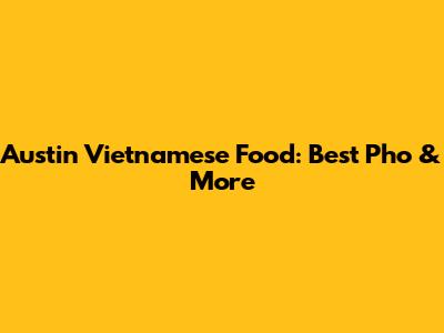 Austin Vietnamese Food: Best Pho & More