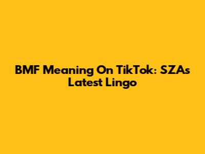 BMF Meaning On TikTok: SZA's Latest Lingo
