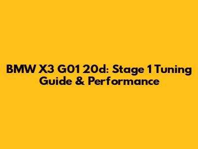 BMW X3 G01 20d: Stage 1 Tuning Guide & Performance