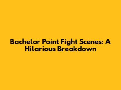 Bachelor Point Fight Scenes: A Hilarious Breakdown