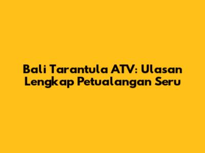 Bali Tarantula ATV: Ulasan Lengkap Petualangan Seru