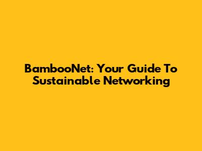 BambooNet: Your Guide To Sustainable Networking