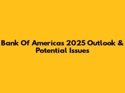 Bank Of America's 2025 Outlook & Potential Issues
