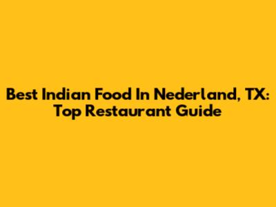 Best Indian Food In Nederland, TX: Top Restaurant Guide