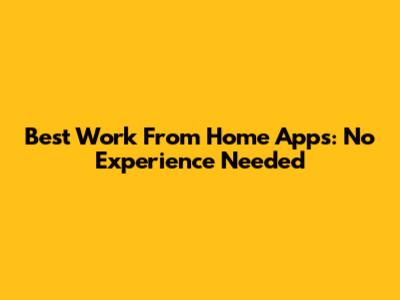 Best Work From Home Apps: No Experience Needed