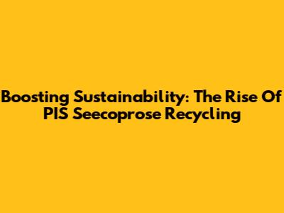 Boosting Sustainability: The Rise Of PIS Seecoprose Recycling