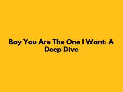 Boy You Are The One I Want: A Deep Dive