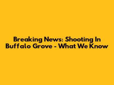 Breaking News: Shooting In Buffalo Grove - What We Know
