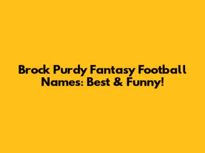 Brock Purdy Fantasy Football Names: Best & Funny!