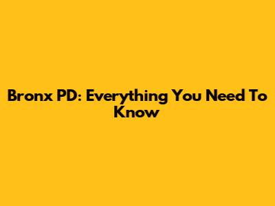 Bronx PD: Everything You Need To Know
