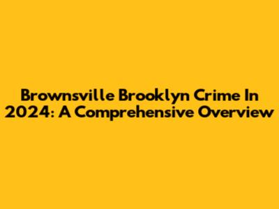 Brownsville Brooklyn Crime In 2024: A Comprehensive Overview