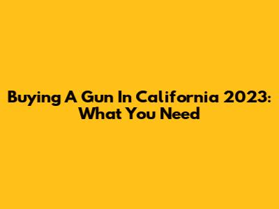 Buying A Gun In California 2023: What You Need