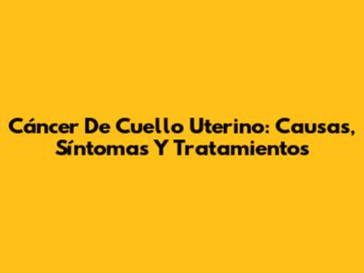 Cáncer De Cuello Uterino: Causas, Síntomas Y Tratamientos