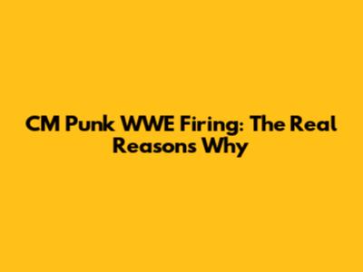 CM Punk WWE Firing: The Real Reasons Why
