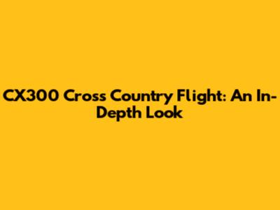 CX300 Cross Country Flight: An In-Depth Look