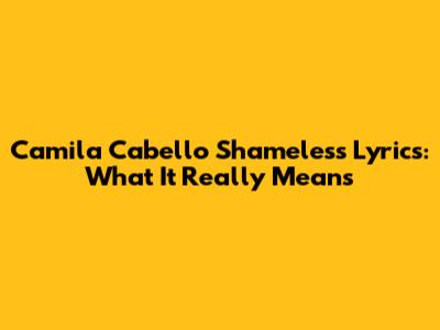 Camila Cabello Shameless Lyrics: What It Really Means