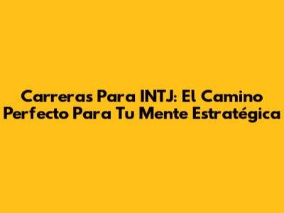Carreras Para INTJ: El Camino Perfecto Para Tu Mente Estratégica