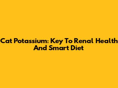 Cat Potassium: Key To Renal Health And Smart Diet