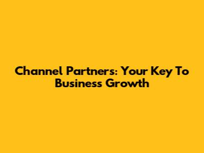 Channel Partners: Your Key To Business Growth