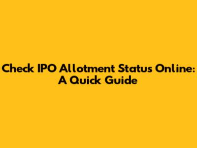 Check IPO Allotment Status Online: A Quick Guide