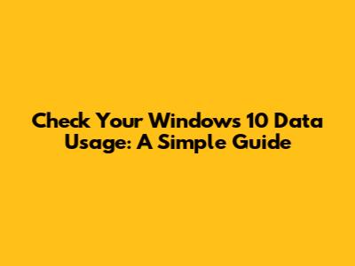 Check Your Windows 10 Data Usage: A Simple Guide
