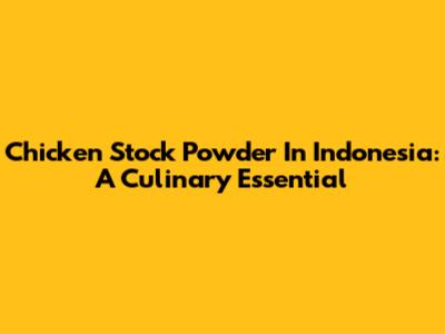 Chicken Stock Powder In Indonesia: A Culinary Essential
