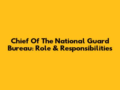 Chief Of The National Guard Bureau: Role & Responsibilities