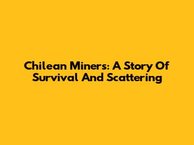 Chilean Miners: A Story Of Survival And Scattering