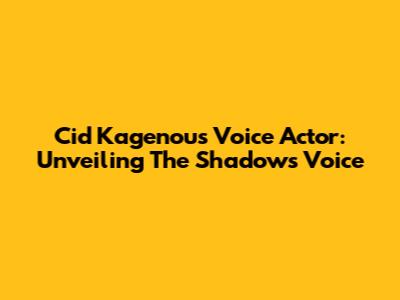 Cid Kagenou's Voice Actor: Unveiling The Shadow's Voice