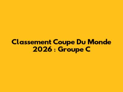 Classement Coupe Du Monde 2026 : Groupe C