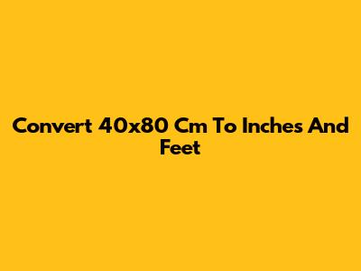 Convert 40x80 Cm To Inches And Feet