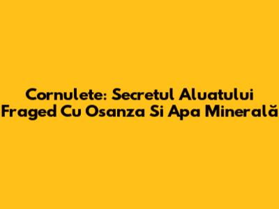 Cornulete: Secretul Aluatului Fraged Cu Osanza Si Apa Minerală