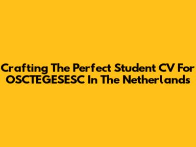 Crafting The Perfect Student CV For OSCTEGESESC In The Netherlands