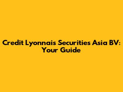 Credit Lyonnais Securities Asia BV: Your Guide