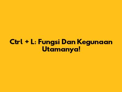 Ctrl + L: Fungsi Dan Kegunaan Utamanya!